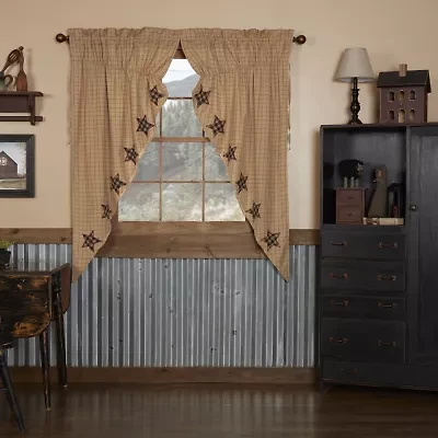 Vhc Brands Bingham Star Prairie Rod Pocket Embellished Light-Filtering Set of 2 Curtain Panel