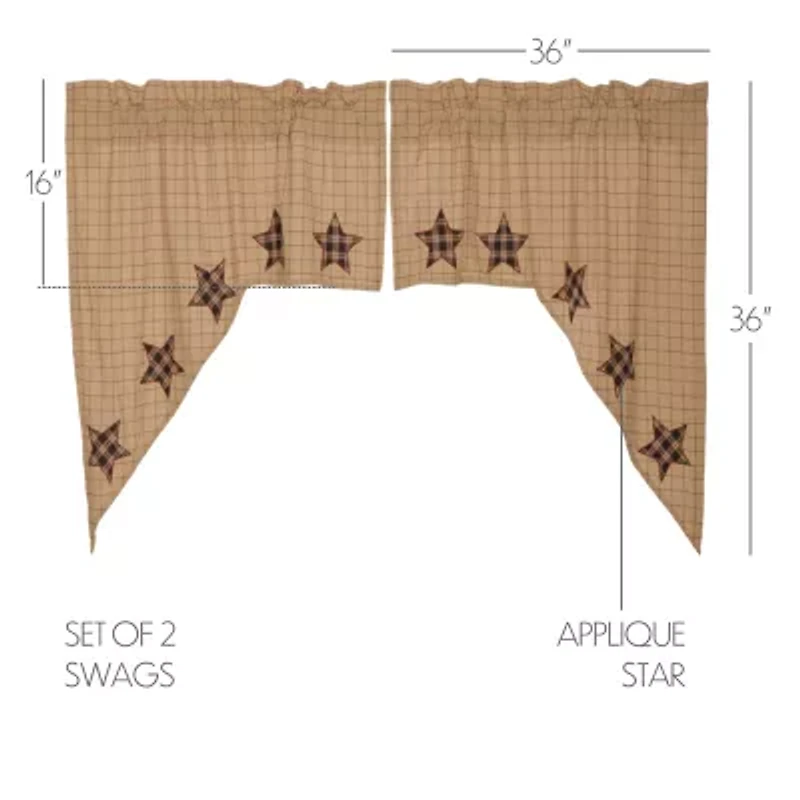 Vhc Brands Bingham Star Swag Rod Pocket Tailored Valance