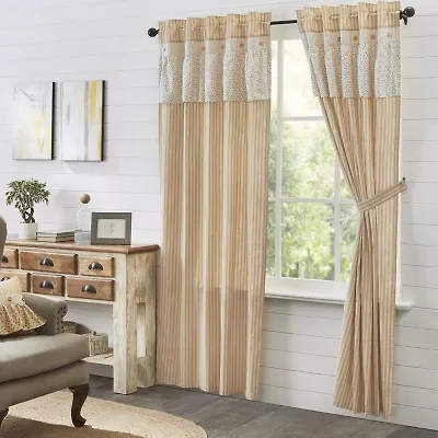 Vhc Brands Camilia Rod Pocket Embellished Light-Filtering Set of 2 Curtain Panel