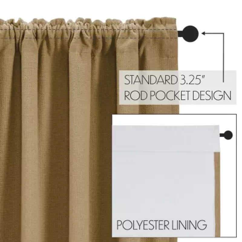 Vhc Brands Cotton Burlap Rod Pocket Blackout Single Curtain Panel