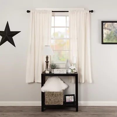 Vhc Brands Cotton Burlap Rod Pocket Light-Filtering Set of 2 Curtain Panel