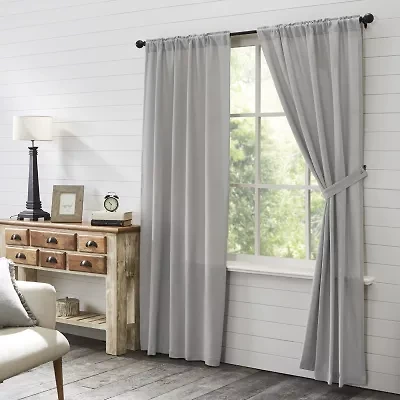 Vhc Brands Cotton Burlap Rod Pocket Light-Filtering Set of 2 Curtain Panel