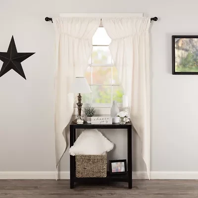 Vhc Brands Cotton Burlap Prairie Rod Pocket Light-Filtering Set of 2 Curtain Panel