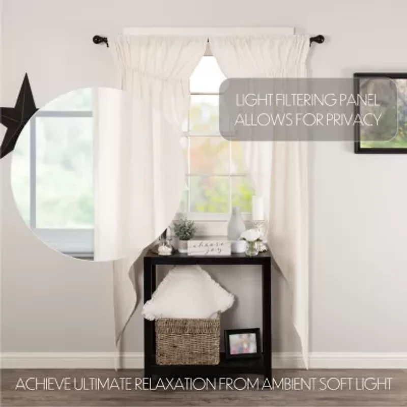 Vhc Brands Cotton Burlap Prairie Rod Pocket Light-Filtering Set of 2 Curtain Panel