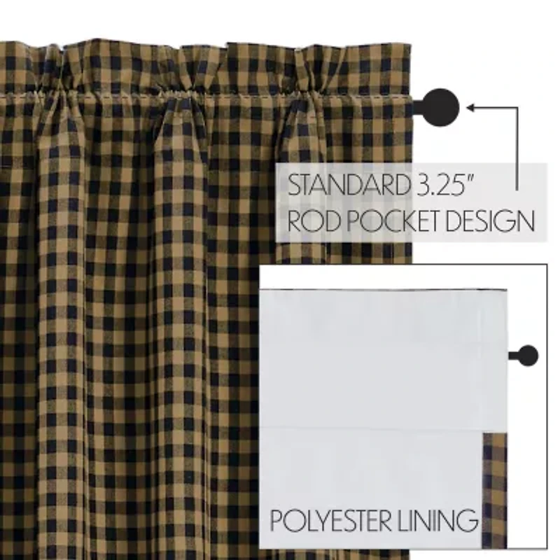 Vhc Brands Country Check Rod Pocket Blackout Single Curtain Panel