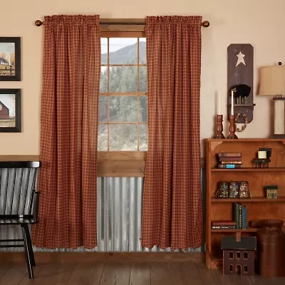 Vhc Brands Country Check Rod Pocket Light-Filtering Set of 2 Curtain Panel