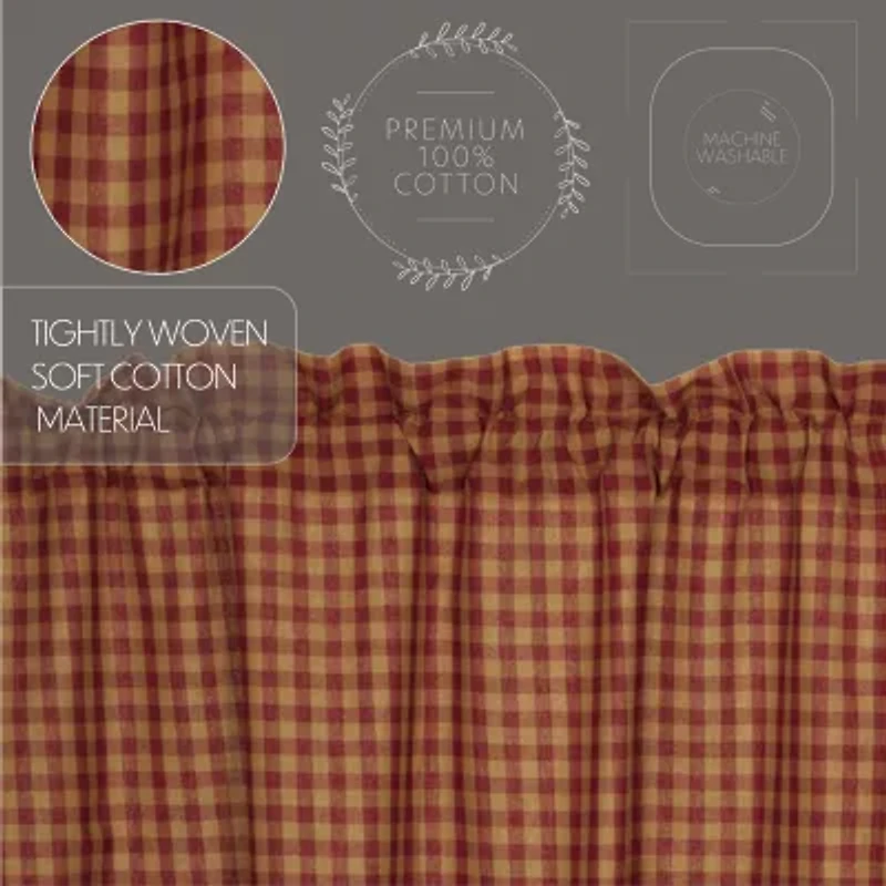 Vhc Brands Country Check Prairie Swag Rod Pocket Scallop Valance