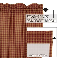 Vhc Brands Country Check Prairie Swag Rod Pocket Scallop Valance