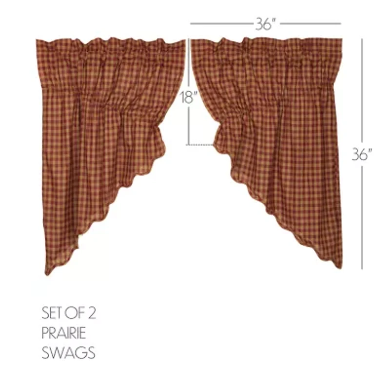 Vhc Brands Country Check Prairie Swag Rod Pocket Scallop Valance