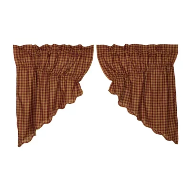 Vhc Brands Country Check Prairie Swag Rod Pocket Scallop Valance