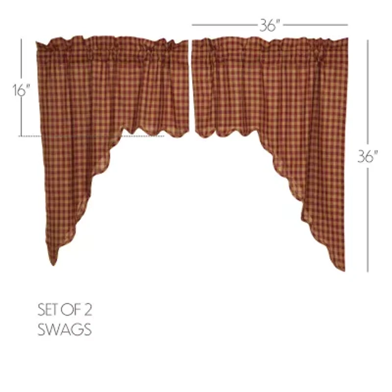 Vhc Brands Country Check Swag Rod Pocket Scallop Valance