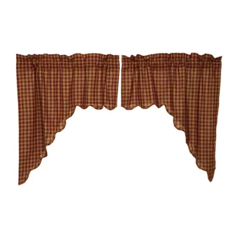 Vhc Brands Country Check Swag Rod Pocket Scallop Valance