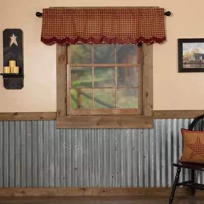 Vhc Brands Country Check Layered Rod Pocket Scallop Valance