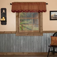 Vhc Brands Country Check Layered Rod Pocket Scallop Valance