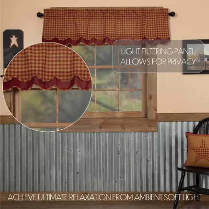Vhc Brands Country Check Layered Rod Pocket Scallop Valance