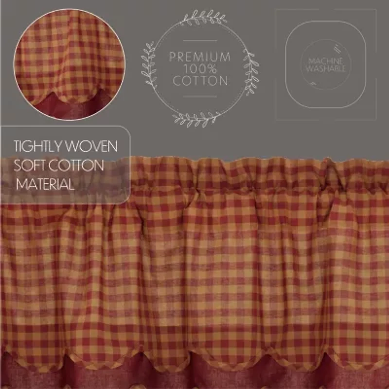 Vhc Brands Country Check Layered Rod Pocket Scallop Valance