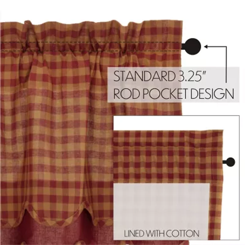Vhc Brands Country Check Layered Rod Pocket Valance