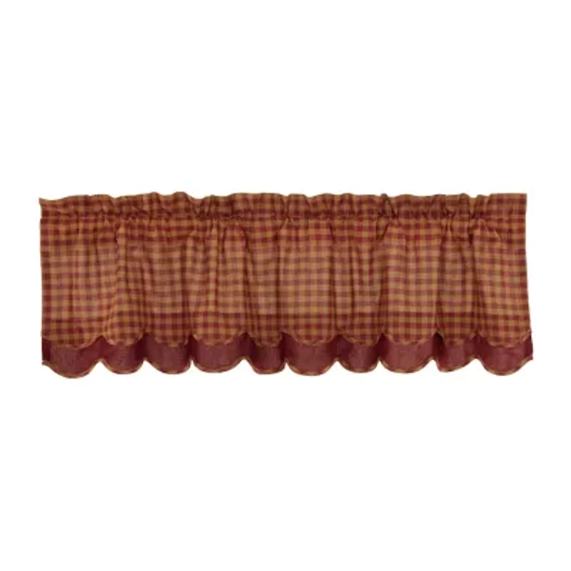 Vhc Brands Country Check Layered Rod Pocket Scallop Valance