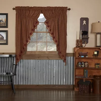 Vhc Brands Country Star Prairie Rod Pocket Embellished Light-Filtering Set of 2 Curtain Panel