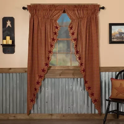 Vhc Brands Country Star Prairie Rod Pocket Embellished Light-Filtering Set of 2 Curtain Panel