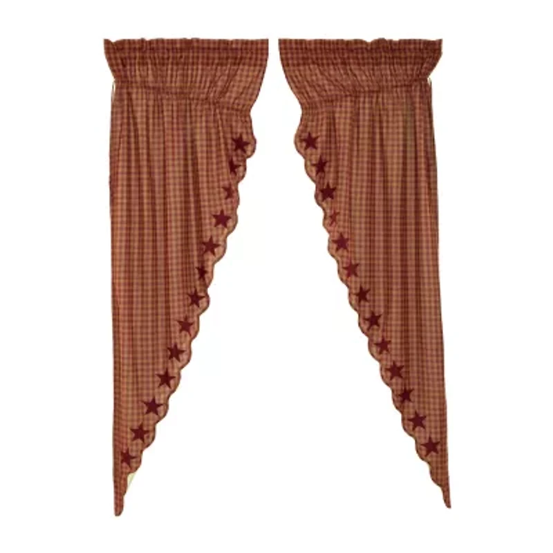Vhc Brands Country Star Prairie Rod Pocket Embellished Light-Filtering Set of 2 Curtain Panel