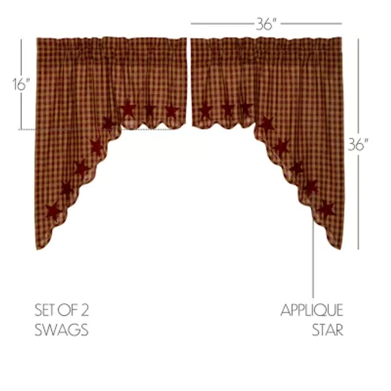 Vhc Brands Country Star Swag Rod Pocket Scallop Valance