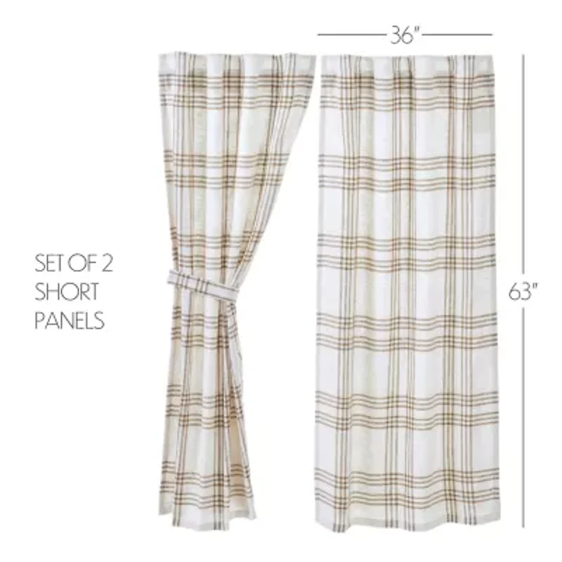 Vhc Brands Country Woven Plaid Rod Pocket Light-Filtering Set of 2 Curtain Panel