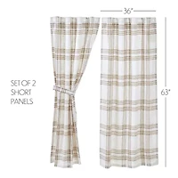 Vhc Brands Country Woven Plaid Rod Pocket Light-Filtering Set of 2 Curtain Panel