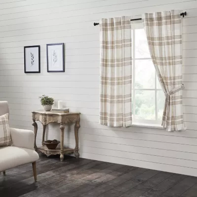 Vhc Brands Country Woven Plaid Rod Pocket Light-Filtering Set of 2 Curtain Panel