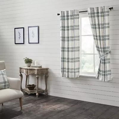 Vhc Brands Country Woven Plaid Rod Pocket Light-Filtering Set of 2 Curtain Panel