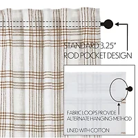 Vhc Brands Country Woven Plaid Rod Pocket Light-Filtering Set of 2 Curtain Panel