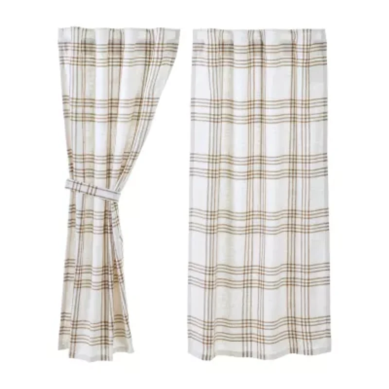 Vhc Brands Country Woven Plaid Rod Pocket Light-Filtering Set of 2 Curtain Panel