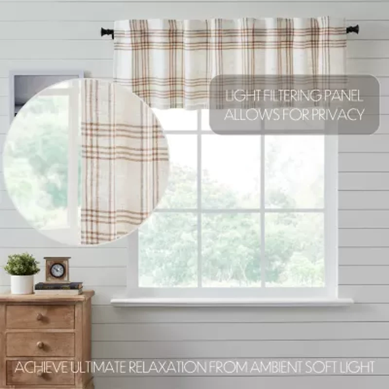 Vhc Brands Country Woven Plaid Rod Pocket Tailored Valance