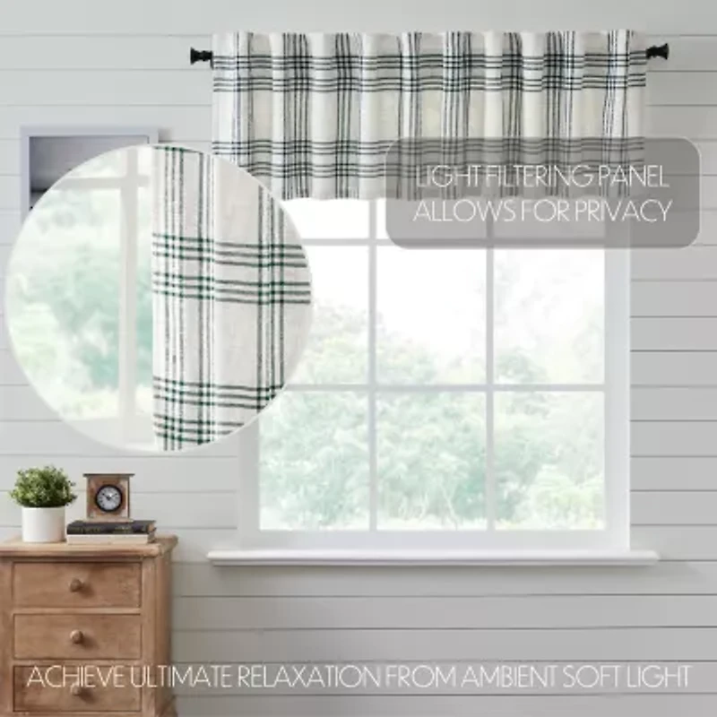 Vhc Brands Country Woven Plaid Rod Pocket Tailored Valance