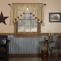 Vhc Brands Ctn Burlap Star Prairie Swag Rod Pocket Tailored Valance