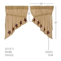 Vhc Brands Ctn Burlap Star Prairie Swag Rod Pocket Tailored Valance