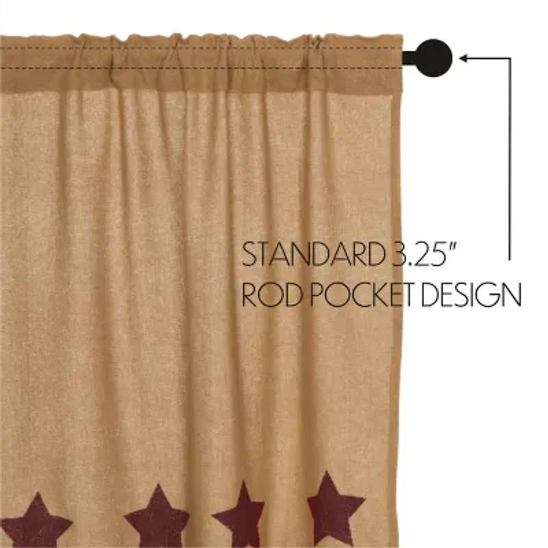 Vhc Brands Ctn Burlap Star Prairie Swag Rod Pocket Tailored Valance
