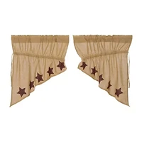 Vhc Brands Ctn Burlap Star Prairie Swag Rod Pocket Tailored Valance