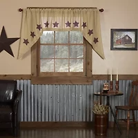 Vhc Brands Cotton Burlap Star Swag Rod Pocket Tailored Valance