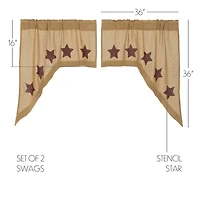 Vhc Brands Cotton Burlap Star Swag Rod Pocket Tailored Valance