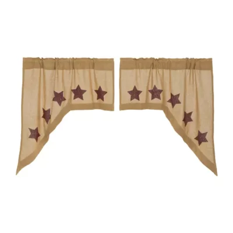 Vhc Brands Cotton Burlap Star Swag Rod Pocket Tailored Valance