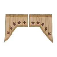 Vhc Brands Cotton Burlap Star Swag Rod Pocket Tailored Valance