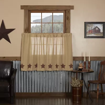 Vhc Brands Cotton Burlap Star 2-pc. Rod Pocket Window Tier