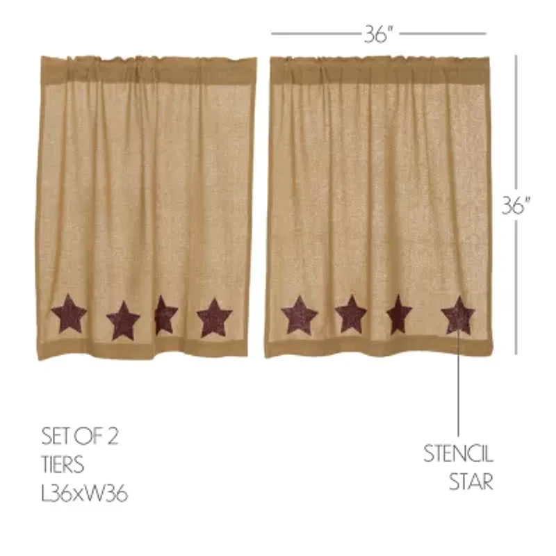 Vhc Brands Cotton Burlap Star 2-pc. Rod Pocket Window Tier