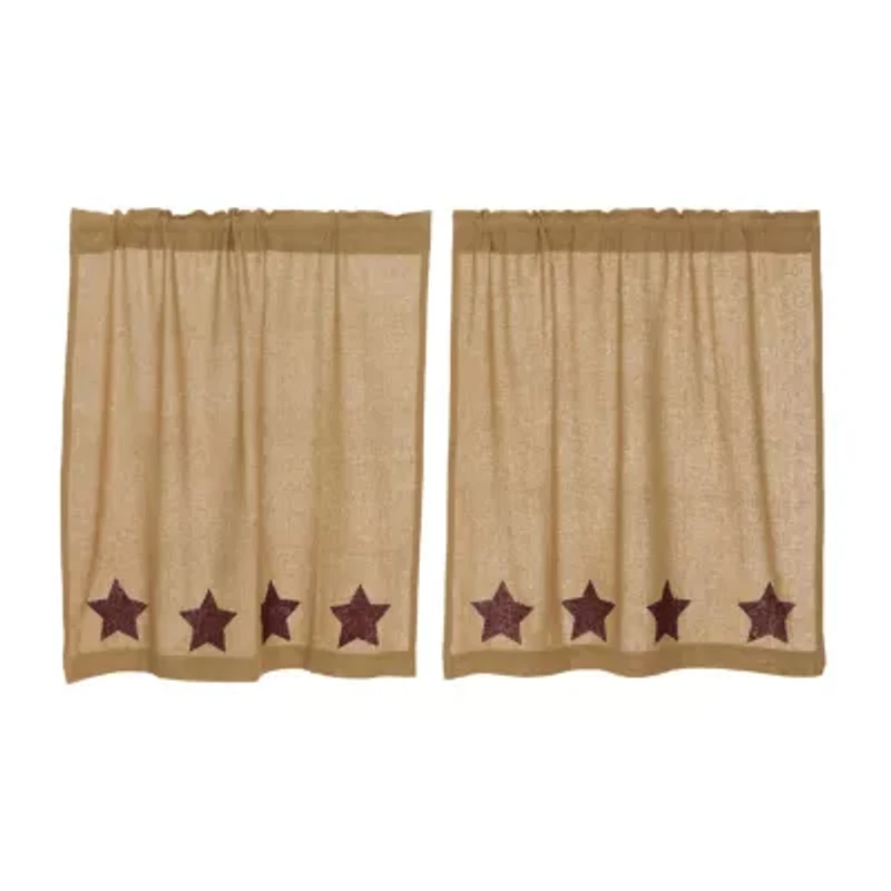 Vhc Brands Cotton Burlap Star 2-pc. Rod Pocket Window Tier