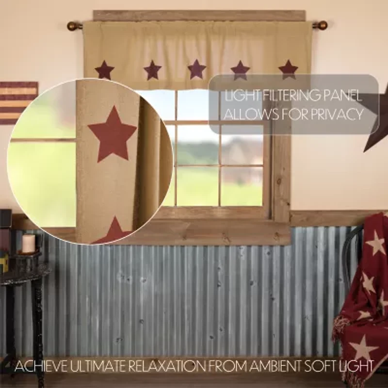 Vhc Brands Cotton Burlap Star Rod Pocket Valance