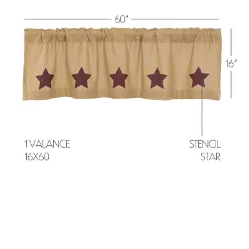 Vhc Brands Cotton Burlap Star Rod Pocket Tailored Valance