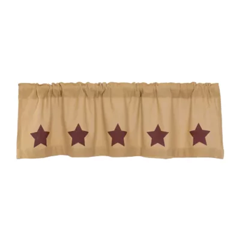 Vhc Brands Cotton Burlap Star Rod Pocket Tailored Valance