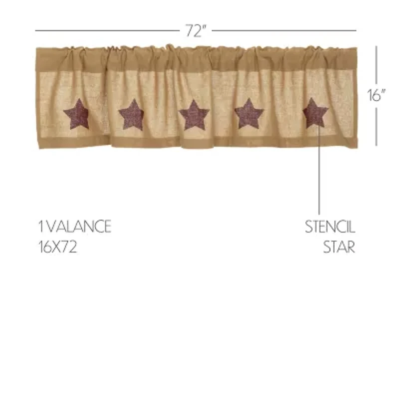 Vhc Brands Cotton Burlap Star Rod Pocket Valance