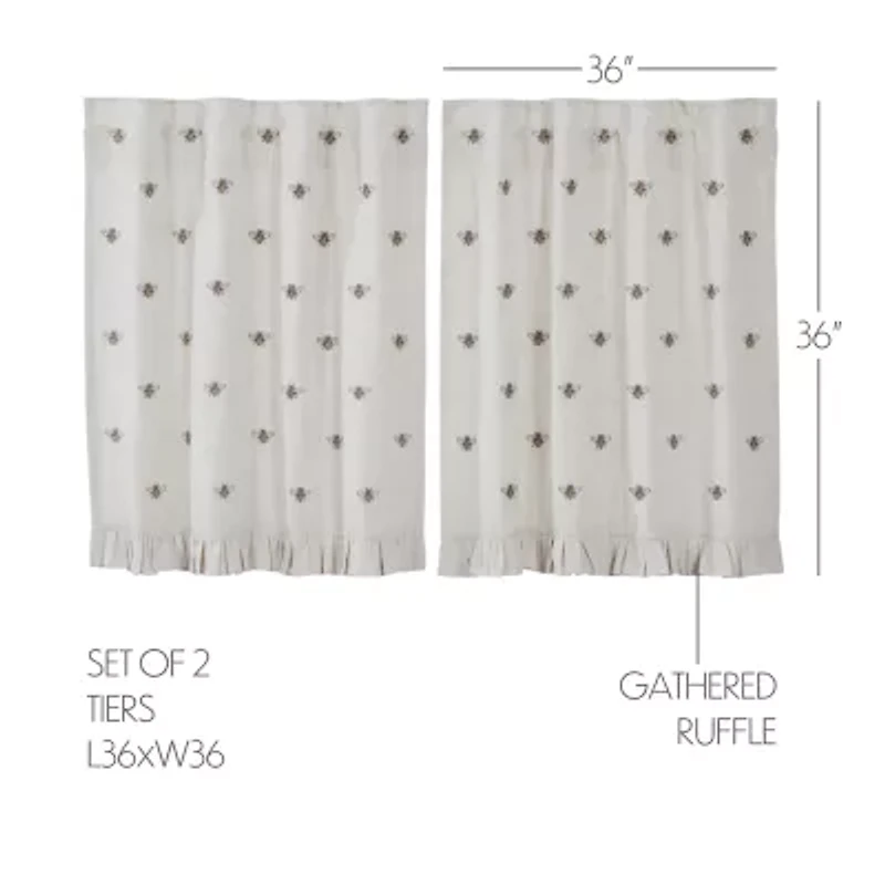 Vhc Brands Embroidered Bee 2-pc. Rod Pocket Window Tier